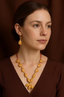 ANIBOO Wood Brown Jewellery Set(Pack of 1)