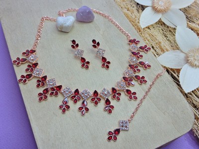 VATSALYA creation Alloy Gold-plated Maroon Jewellery Set(Pack of 1)