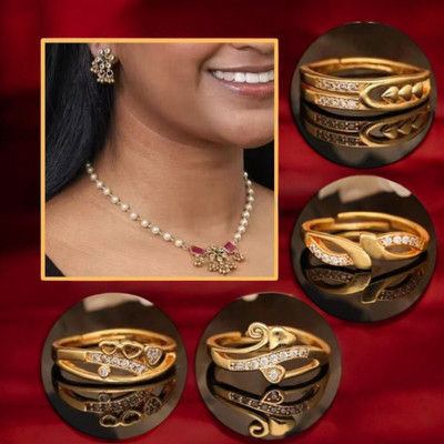 REEWAZIMPERIAL Brass Gold-plated Red, Gold, White Jewellery Set(Pack of 5)