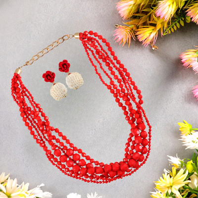 University Trendz Stainless Steel Gold-plated Red Jewellery Set(Pack of 2)