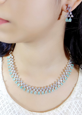 NEN COLLECTION Alloy Silver Turquoise Jewellery Set(Pack of 3)