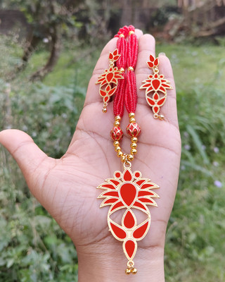 balaji gold Copper Gold-plated Red Jewellery Set(Pack of 2)