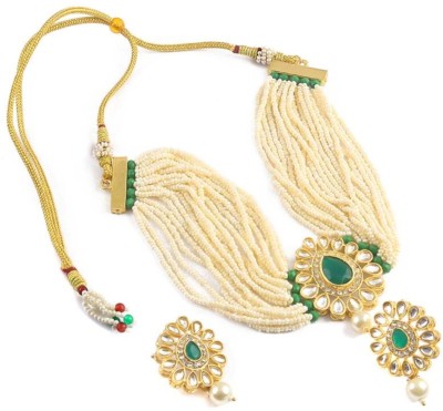 TC FASHION Brass, Alloy Gold-plated Green Jewellery Set(Pack of 1)