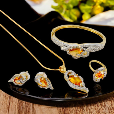 Lucky Jewellery Brass Gold-plated Yellow Jewellery Set(Pack of 5)