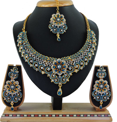 VATSALYA creation Alloy Gold-plated Blue, White Jewellery Set(Pack of 1)