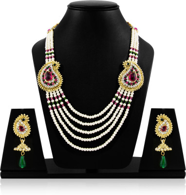 Jewels Capital Alloy Gold-plated Pink, Green, Gold, White, Multicolor Jewellery Set(Pack of 1)