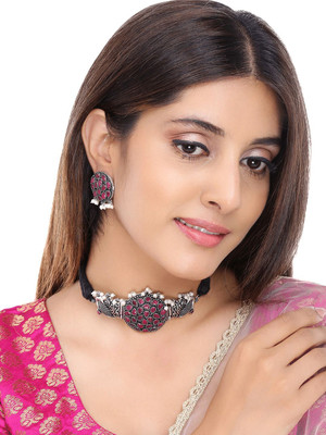 Lathar Alloy Pink Jewellery Set(Pack of 1)