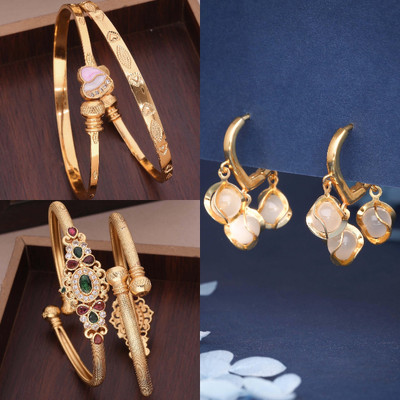 Divastri Brass Gold-plated Yellow, Red Jewellery Set(Pack of 3)