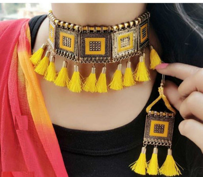 Ruhi Brass Gold-plated Yellow Jewellery Set(Pack of 1)