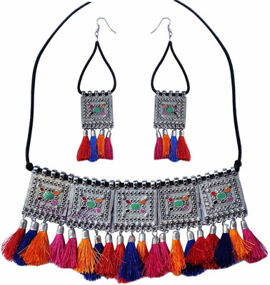 sunhari jewels Alloy Silver Multicolor Jewellery Set(Pack of 1)