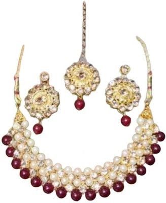 Ruhi Alloy Maroon Jewellery Set(Pack of 1)