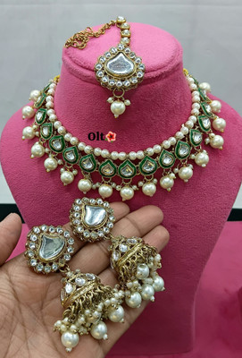 MAHADEV Alloy Gold-plated White Jewellery Set(Pack of 4)