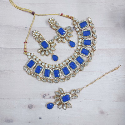Chrishan Alloy Gold-plated Blue Jewellery Set(Pack of 1)