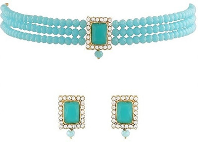 house of common Brass Gold-plated Blue Jewellery Set(Pack of 1)