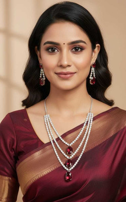 Leafloft Alloy Maroon, Gold Jewellery Set(Pack of 1)