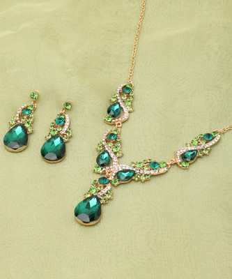 SOHI Alloy Gold-plated Green Jewellery Set(Pack of 3)