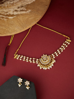 Atibelle Brass Gold-plated White, Gold Jewellery Set(Pack of 1)