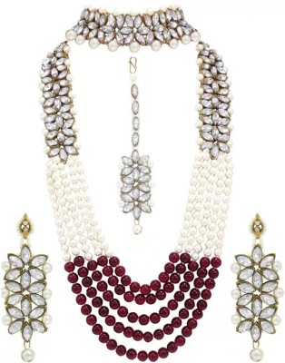 Arti creations Alloy Maroon, Gold, White Jewellery Set(Pack of 1)