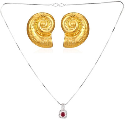 SKG Fashions Stone Maroon, Gold Jewellery Set(Pack of 1)