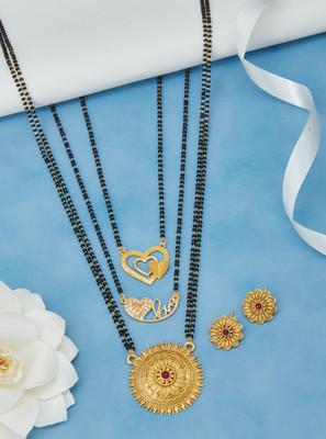 evashoppy Alloy Gold-plated Gold, Black Jewellery Set(Pack of 1)