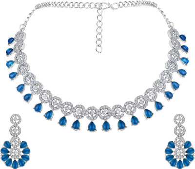 Atasi International Alloy Gold-plated Silver, Blue Jewellery Set(Pack of 1)