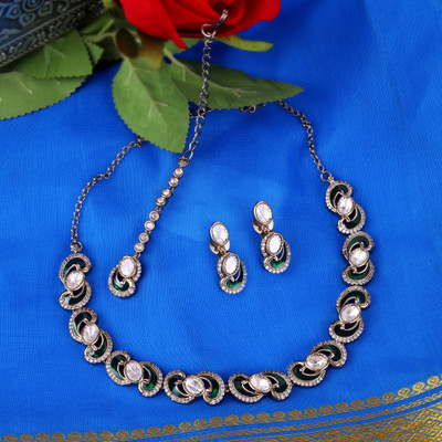 Saloni Fashion Jewellery Brass Gold-plated White Jewellery Set(Pack of 4)