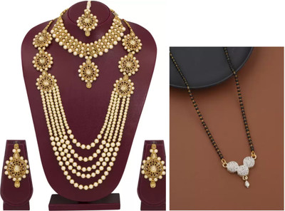 Kaaynat Brass, Stone, Mother of Pearl, Alloy Gold-plated Gold, Gold Jewellery Set(Pack of 2)