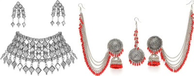JMBW INTERNATIONAL Alloy Silver, Red Jewellery Set(Pack of 2)