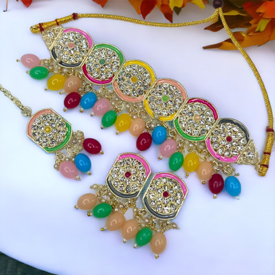 Kavya Creation Alloy Gold-plated Multicolor Jewellery Set(Pack of 4)