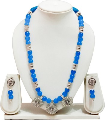 LIBNIQUE FASHION Oxidised Silver, Glass Blue, Silver Jewellery Set(Pack of 1)