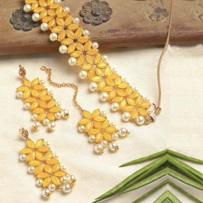 ZENEME Brass Gold-plated Yellow Jewellery Set(Pack of 1)