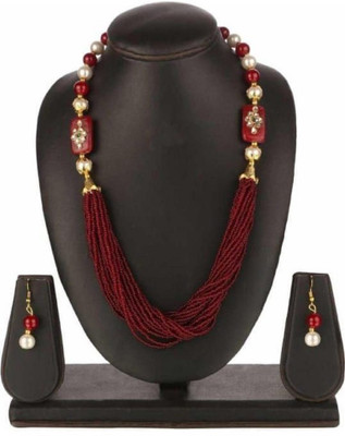 JMBW INTERNATIONAL Alloy Maroon Jewellery Set(Pack of 1)