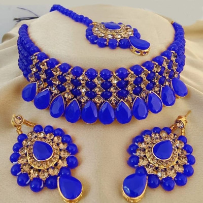 ABHRIK IMITATION Crystal Blue, Gold, Bronze Jewellery Set(Pack of 1)