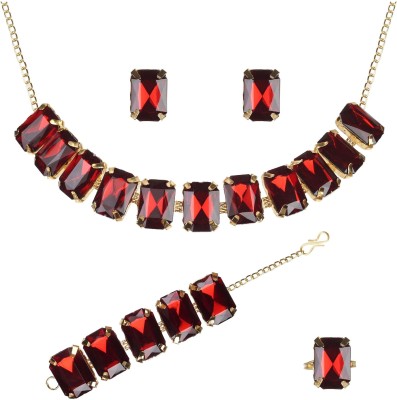 Mystory Alloy Red Jewellery Set(Pack of 1)