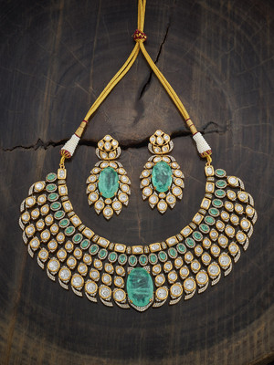Kushal's Fashion Jewellery Copper Gold-plated Green Jewellery Set(Pack of 3)