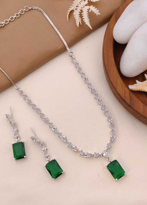 BOGHRA SALES Brass, Alloy Silver Green, Silver Jewellery Set(Pack of 1)