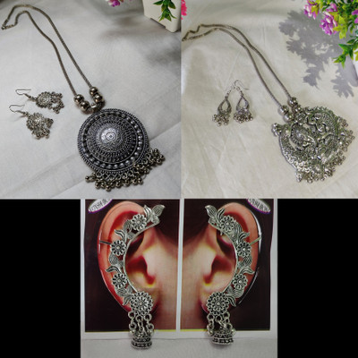 Krivaan Fashion Store Oxidised Silver, Alloy Silver Silver Jewellery Set(Pack of 3)