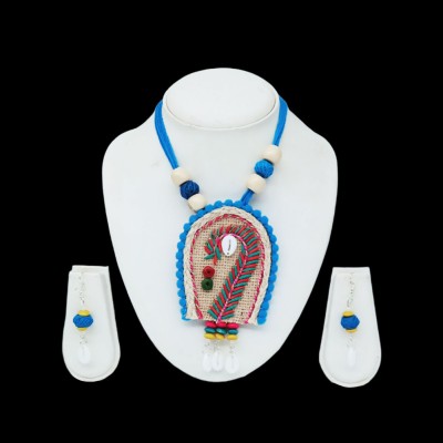 lookat Shell, Wood, Fabric, Dori, Jute Blue, Red, Multicolor Jewellery Set(Pack of 1)