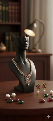 Kridha Creations Alloy Red, Green, Gold Jewellery Set(Pack of 1)