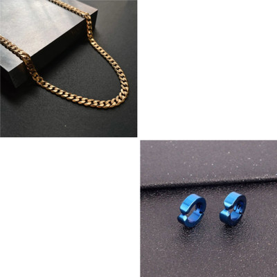 MAATRCHAAYA Stainless Steel Gold-plated, Sterling Silver Gold, Blue Jewellery Set(Pack of 2)