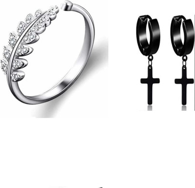 Vipunj Alloy, Stainless Steel Titanium, Sterling Silver Silver, Black Jewellery Set(Pack of 2)
