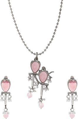 Shining Jewel Brass Brass Pink Jewellery Set(Pack of 3)