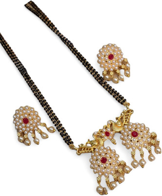 Indiaura Mode Brass Gold-plated White Jewellery Set(Pack of 1)