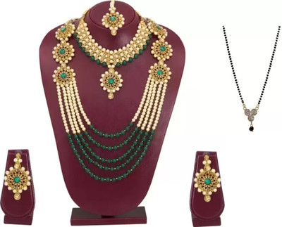 Ruhi Alloy Green, Gold, Beige Jewellery Set(Pack of 1)