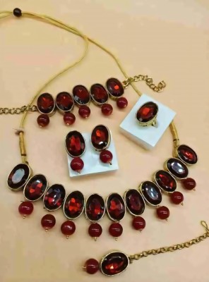 ZEER Creation Alloy Gold-plated Maroon Jewellery Set(Pack of 1)