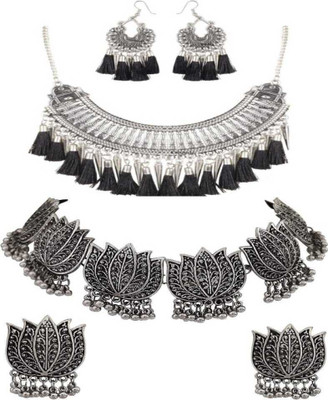 Ruhi Oxidised Silver Silver, Black Jewellery Set(Pack of 1)
