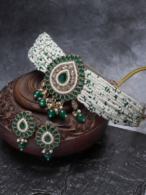 Sukkhi Alloy Gold-plated Green Jewellery Set(Pack of 3)