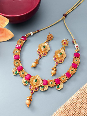 AADITA Brass, Copper, Alloy Gold-plated Multicolor Jewellery Set(Pack of 1)