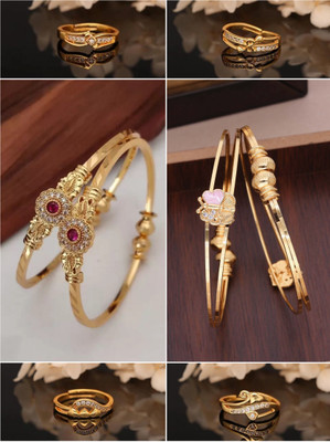 VEDDAA Brass Gold-plated Blue, Bronze Jewellery Set(Pack of 6)