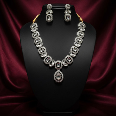 SAMRIDDHI JEWELS Crystal Silver Jewellery Set(Pack of 1)